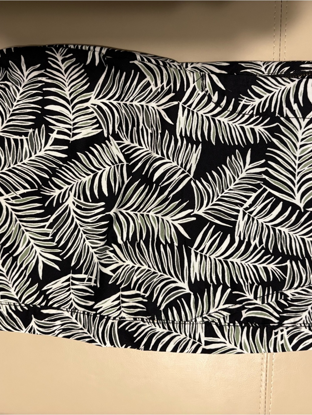 GAP Black Bandeau Top with White Palm Leaf Print
